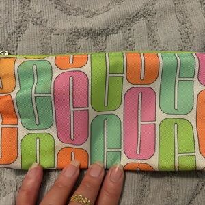 Clinique Vibrant Orange and Pink Geometric Cosmetic Case
